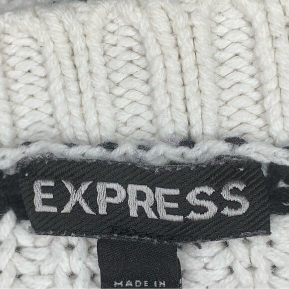 Express Sweater Oversized Size Small Black and White Striped Chunky Knit - Picture 8 of 10
